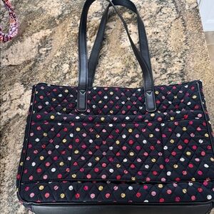 Vera Bradley Black Quilted Laptop bag with Pink, Gold & Silver Dots